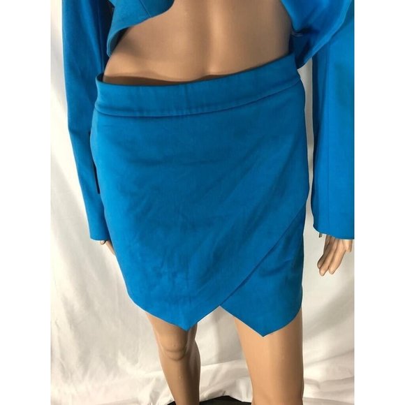 NWT Guess By Marciano Suit Set Light Blue Jacket Coat Full Zip & Skirt Mini 10 - Picture 3 of 12